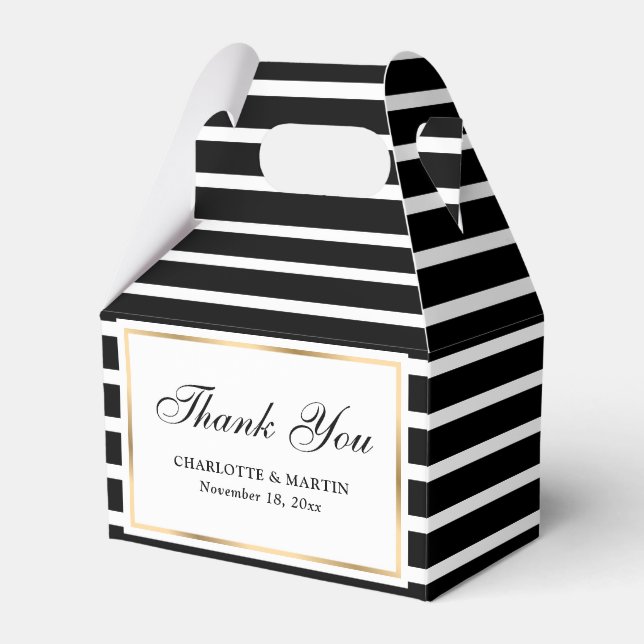 Moderne Schwarz-weiße Goldhochzeit Danke Geschenkschachtel (Vorderseite)