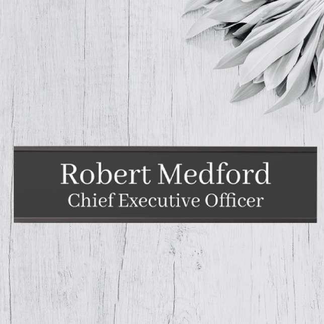 Moderne schwarz-weiße Hecktür Namensplatte Türschild (Von Creator hochgeladen)