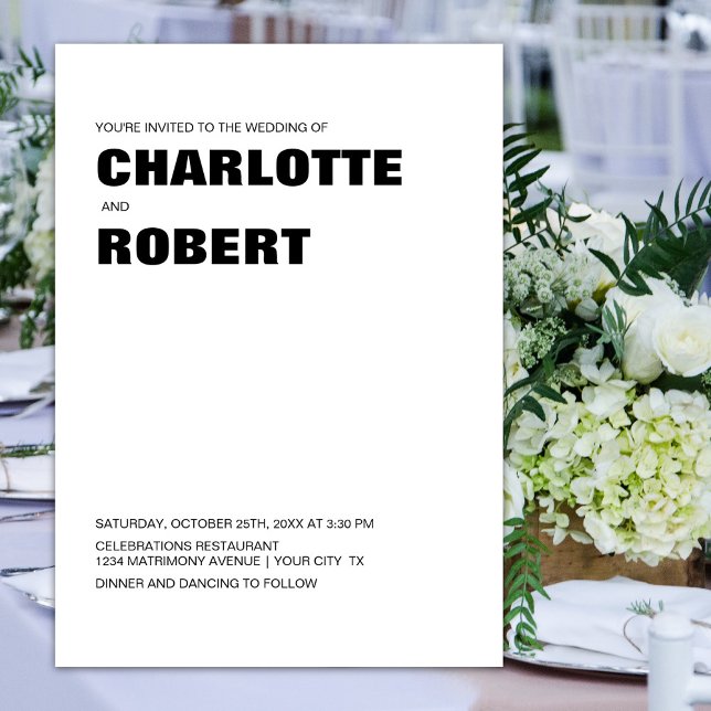 Moderne Schwarz-weiße Hochzeit Einladung (Von Creator hochgeladen)