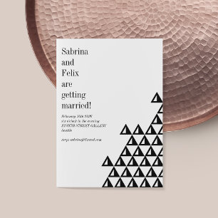 Moderne Schwarz-weiße Hochzeit mit minimaler Geome Einladung