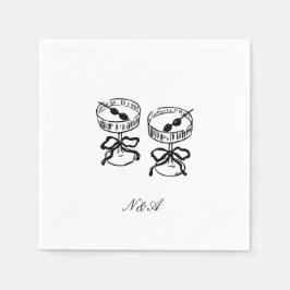 Moderne Schwarz-weiße Hochzeit Serviette