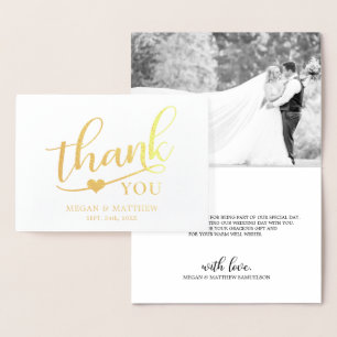 Moderne Schwarz-weiße Hochzeit Vielen Dank FOTO Folienkarte
