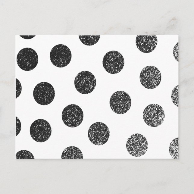 Moderne Schwarz-weiße Imitate Glitzer-Polka-Punkte Postkarte (Vorderseite)