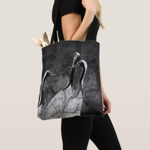 Moderne schwarz-weiße japanische Krane Tasche