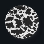 Moderne Schwarz-weiße Kuhhaut Textur Tierdruck Pappteller<br><div class="desc">Klassische und trendige schwarz-weiße Kuhhaut-Flecken Textur Design Wohngestaltung und Geschenke. Kuh fleckt Party-Papier-Teller von Tieren.</div>