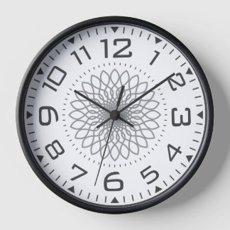 Moderne schwarz-weiße Mandala Geometrische Zahlen Uhr