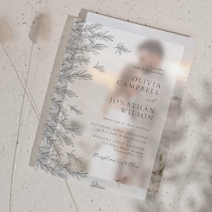 Moderne Schwarz-weiße Minimal-Blätter Hochzeit