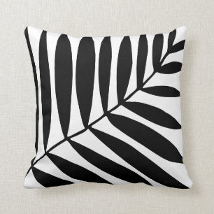 Moderne Schwarz-weiße Minimal Botanische Pflanze P Kissen