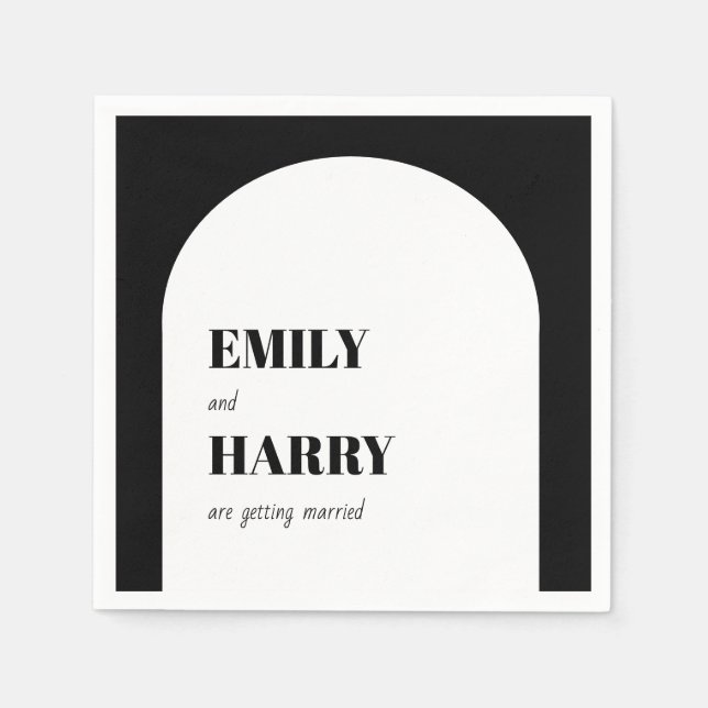Moderne Schwarz-weiße Minimal Fett Typografie Napk Serviette (Vorderseite)