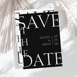 Moderne Schwarz-weiße Minimal-Typografie Save The Date