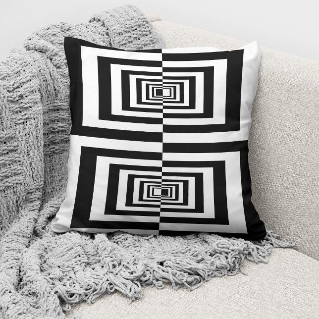 Moderne Schwarz-weiße Minimalistisch Geometrie Kissen (Von Creator hochgeladen)