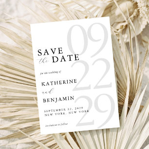 Moderne schwarz-weiße minimalistische Hochzeit Save The Date