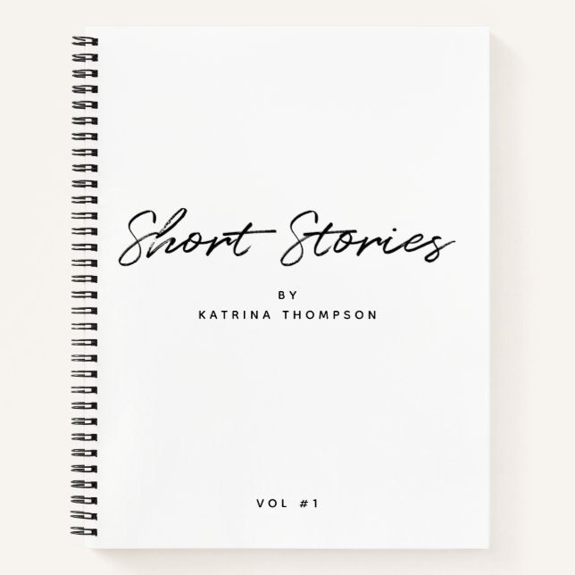 Moderne Schwarz-weiße Minimalistische Skripte Kurz Notizbuch (Vorderseite)