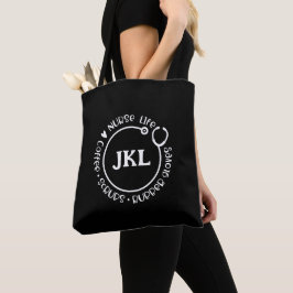 Moderne Schwarz-weiße Mit Monogramm Stethoscope Nu Tasche