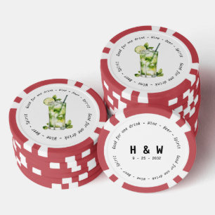 Moderne Schwarz-weiße Mojito Drink Voucher Hochzei Pokerchips
