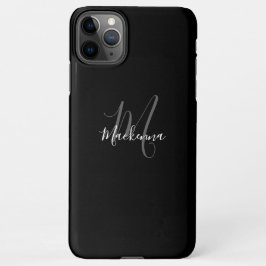 Moderne Schwarz-weiße Monogram Girly Script Name C iPhone 11Pro Max Hülle