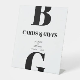 Moderne Schwarz-weiße Monogram Hochzeitkarten & Ge Sockelschild