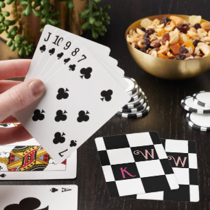 Moderne schwarz-weiße Monogramm-Karozeichnung Spielkarten