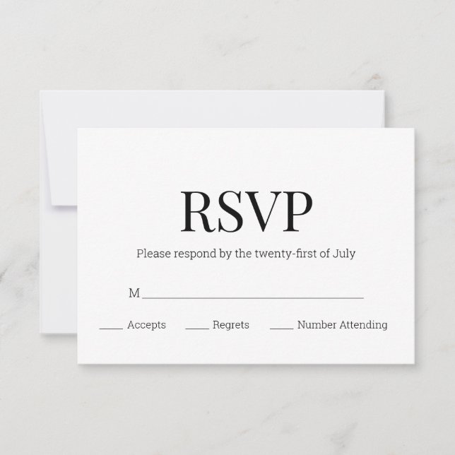 Moderne Schwarz-weiße Monogramm-UAWG RSVP Karte (Vorderseite)
