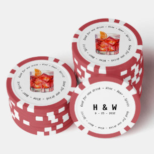 Moderne Schwarz-weiße Negroni Drink Voucher Hochze Pokerchips