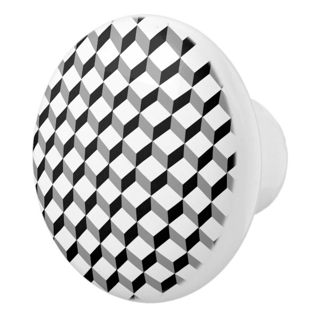 Moderne Schwarz-weiße optische Illusion Keramikknauf (Rechts)