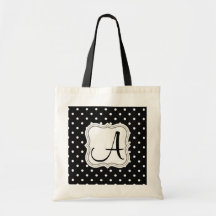 Moderne Schwarz-weiße Polka-Punkte mit Monogramm