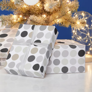 Moderne Schwarz-weiße Polka-Punkte-Mustermonogram Geschenkpapier