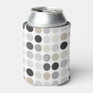 Moderne Schwarz-weiße Polka-Punkte-Mustermonogramm Dosenkühler