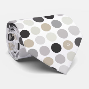 Moderne Schwarz-weiße Polka-Punkte-Mustermonogramm Krawatte