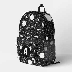 Moderne schwarz-weiße Punkte - Initialen-Monogramm Bedruckter Rucksack