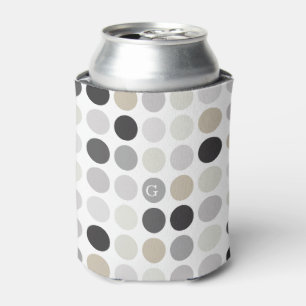 Moderne schwarz-weiße Punkte-Muster-Monogramm Dosenkühler