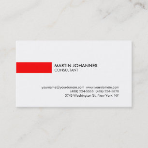Moderne Schwarz-weiße Red Line Business Card Visitenkarte