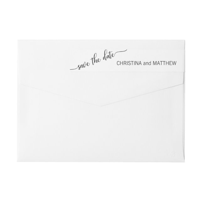 Moderne Schwarz-weiße SAVE THE DATE Hochzeit (Rückseite)