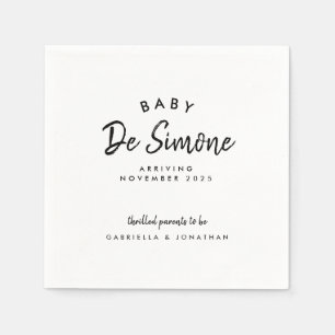 Moderne Schwarz-weiße Schwangerschaftsankündigung Serviette