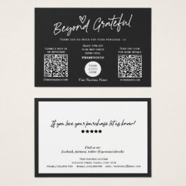 Moderne, schwarz-weiße Skripte QR-Code-Geschenkkar