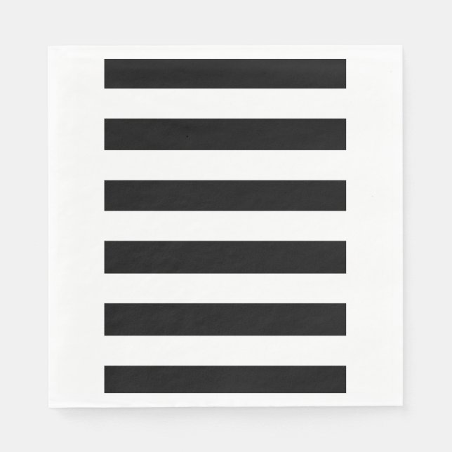 Moderne Schwarz-weiße Streifenmuster Serviette (Vorderseite)