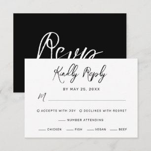 Moderne Schwarz-weiße Tagesmahlzeiten RSVP Karte
