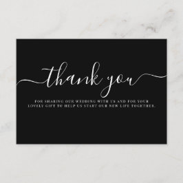 Moderne Schwarz-weiße Typografie Hochzeit Danke Begleitkarte