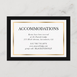 Moderne Schwarz-weiße und goldene Hochzeitsunterku Begleitkarte