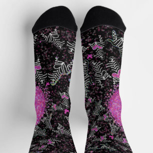 Moderne schwarz-weiße und rosa Disco-Zebra Socken