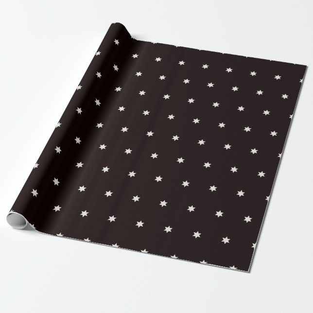 Moderne Schwarz-weiße Weihnachtsstars-Muster Geschenkpapier (Ungerollt)