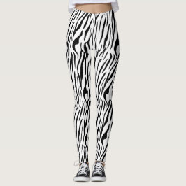 Moderne schwarz-weiße Zebra-Streifen Leggings