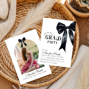 Moderne schwarze Abschluss-Schleife minimalistisch Einladung