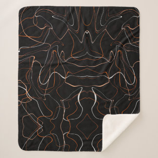 Moderne schwarze abstrakte Linienkunst Fleece-Deck Sherpadecke
