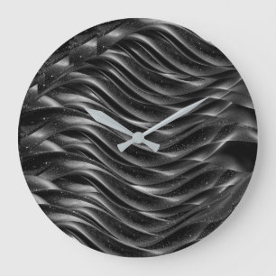 Moderne Schwarze Abstrakte Wellenwanduhr Minimal Große Wanduhr