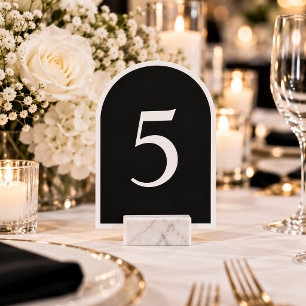 Moderne schwarze Arch-Hochzeitstisch-Nummern-Karte Einladung