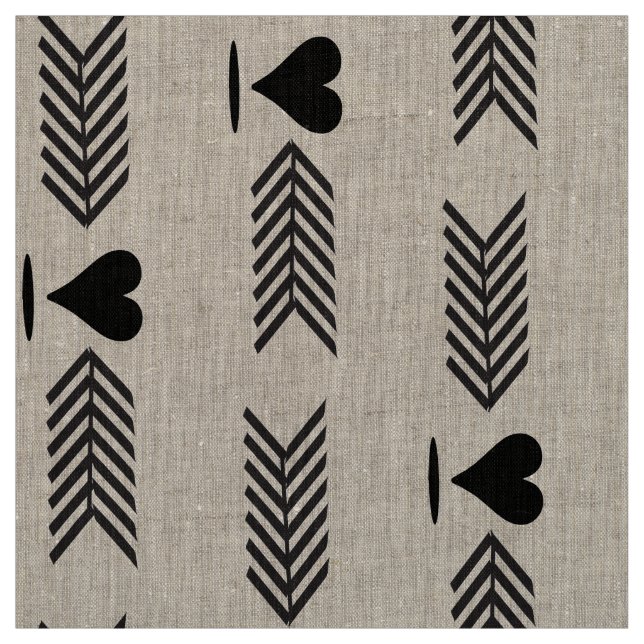Moderne schwarze Arrow-Herzen Stoff (Muster)