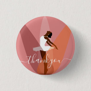 Moderne schwarze Ballerina Balletttänzerin Illustr Button