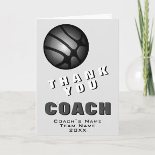 Moderne schwarze Basketball Dankeschön Trainer Dankeskarte