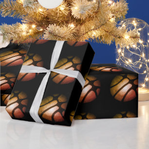 Moderne schwarze Basketball-Sportmuster Geschenkpapier